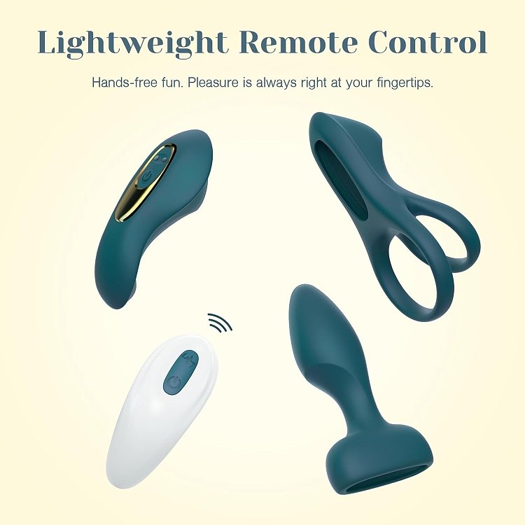 Tracy's Dog Maxikit Couples Vibe Set, Vibrating Cock Ring, Panty Vibrator & Butt Plug with Bullet, Green