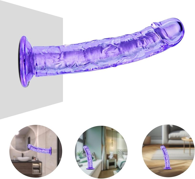 SMD Vanguard, Realistic Dildo 18cm Ρεαλιστικό Dildo με Βεντούζα, Purple / Clear