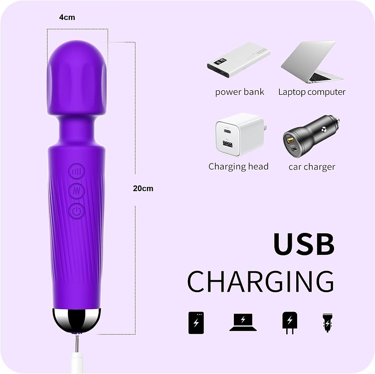 SMD Vibrator Wand, Ασύρματος Κλειτοριδικός δονητής, 20 Vibrations & 8 intensities, Purple
