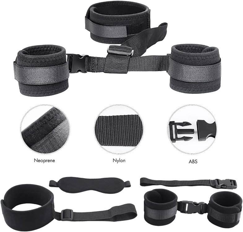 SMD Bond & Blind, BDSM Neck & Hands Restraint System Σετ με Μάσκα, Black