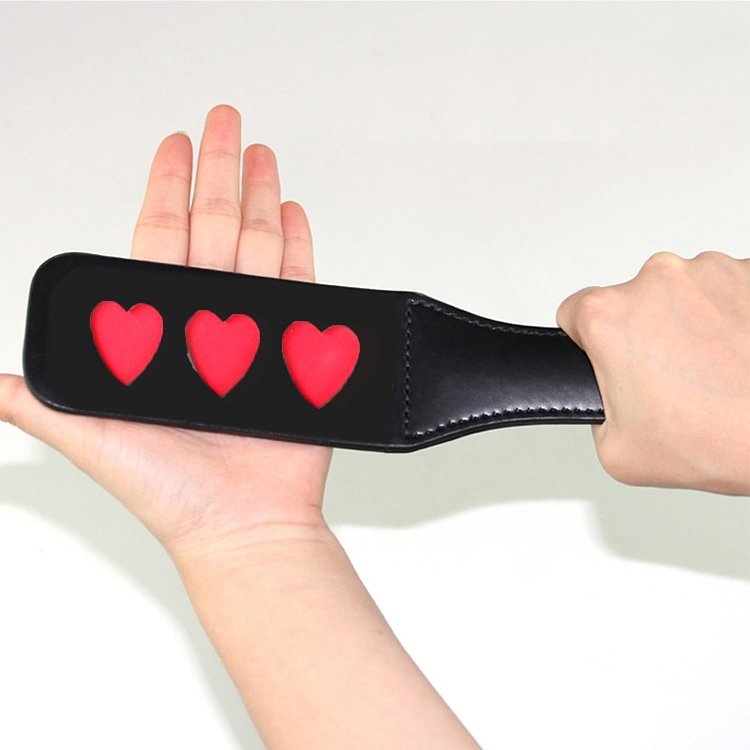 SMD HURTS Fetish Spanking Paddle Series, BDSM Imprint Spanking Paddle, Faux Leather, 32cm, Black/Red