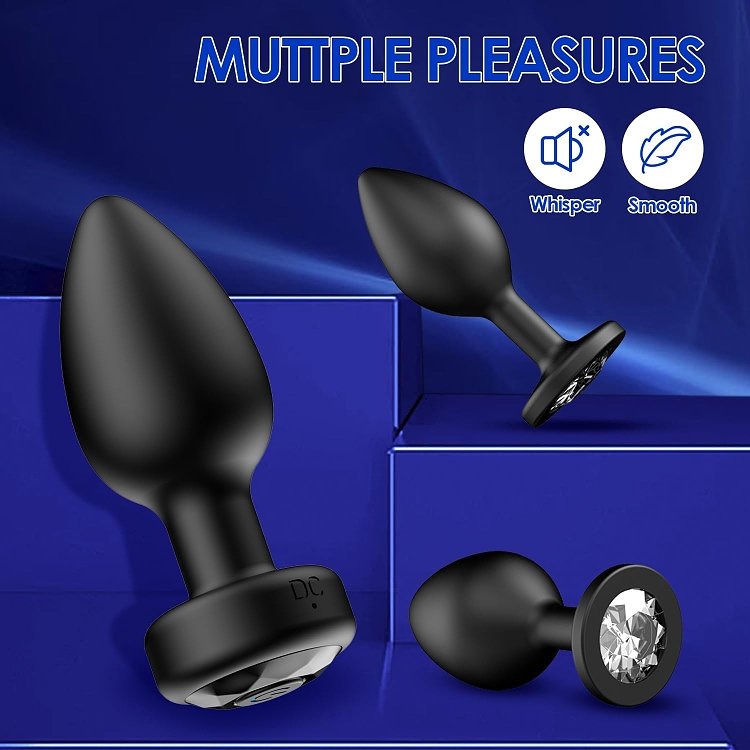 SMD Vibra Plug Set 3PCs, Remote Controlled Butt Plug Vibrator, Πρωκτική Σφήνα με Δόνηση με Χειρισμό μέσω Remote + 2 Σφήνες,Black