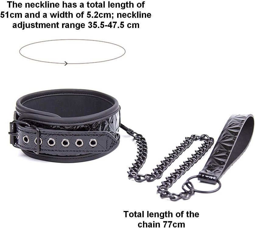 SMD NoirGuard, Leather Choker and Chain Leash, Περιλαίμιο με Λουρί Αλυσίδας, Black