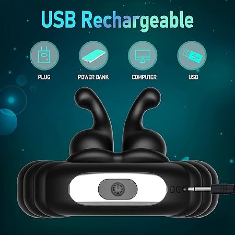 SMD Honey Bunny, Vibrating Cockring with Clitoris Stimulation, Black