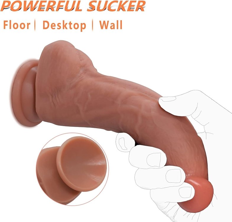 SMD Panas, Realistic Dildo Silicone, Ρεαλιστικό Ομοιώμα Πέους με Όρχεις και Βεντούζα, 20cm, Flesh