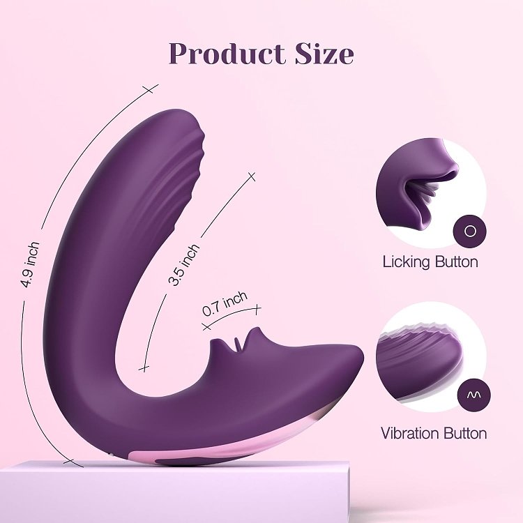 Tracy's Dog Juicy Clitoral Licking & G-Spot Vibrator 2 in 1, 7 Licking & 10 Vibration Patterns, Purple
