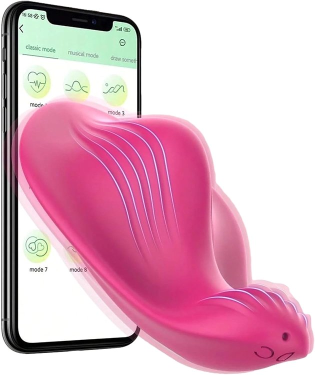 SMD Wearable Panty Thrill Vibrator, App-Controlled Portable Butterfly Vibrator for Couples, 9 Modes, IPX7 Waterproof, Purple