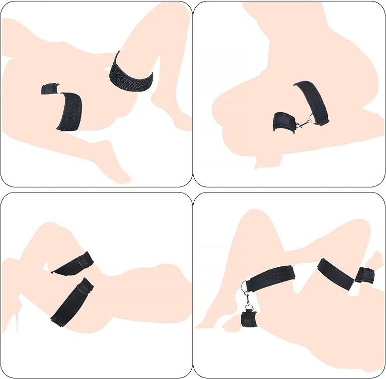 SMD Restrain me, Thigh And Wrist Cuffs, BDSM Σετ Δεσίματος Μηρού με Καρπό, Black