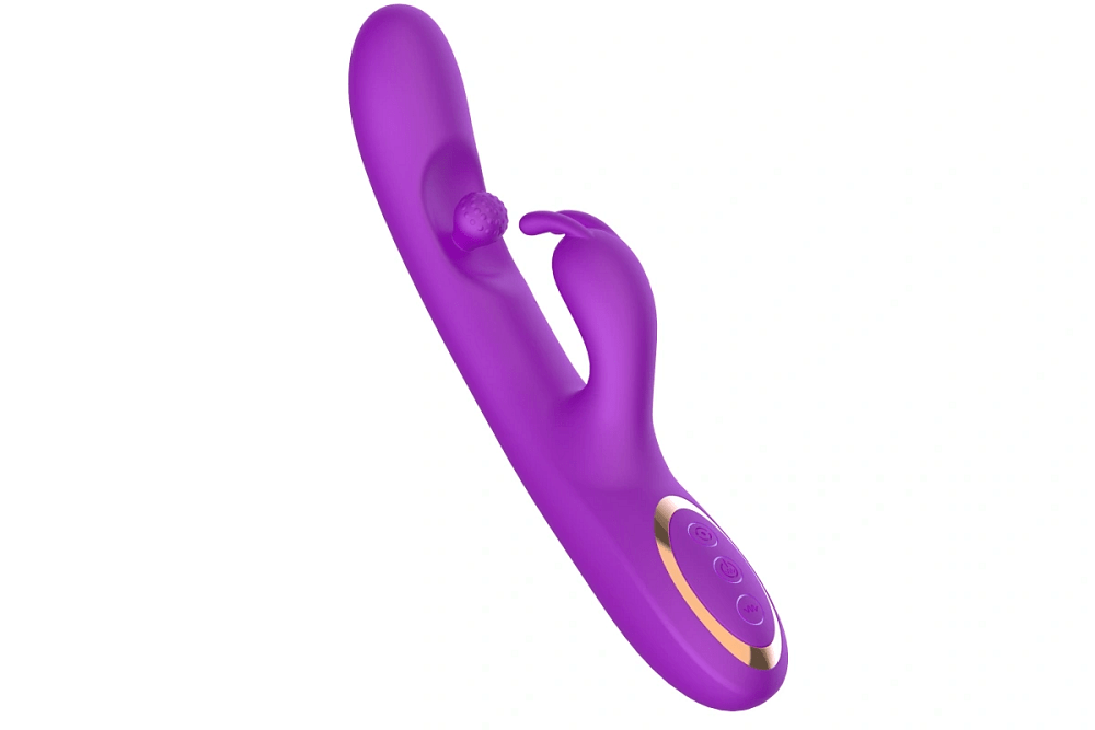 SMD Aurora Rabbit Swinging Silicone Vibrator, 7 Vibration Modes & 10 G-Spot Stimulation Modes, 24cm, Royal Purple