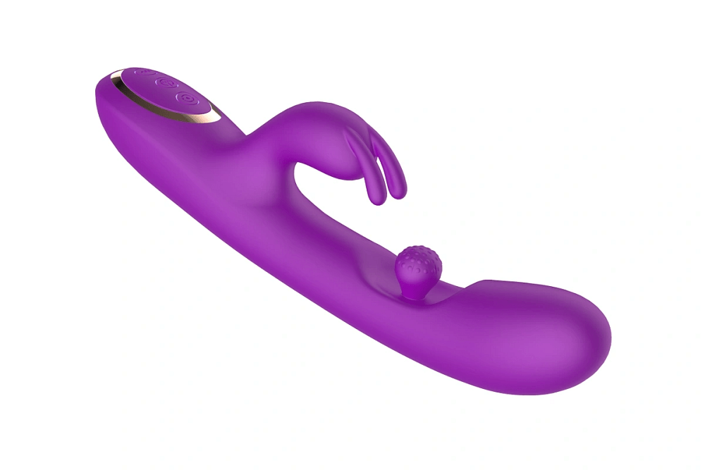 SMD Aurora Rabbit Swinging Silicone Vibrator, 7 Vibration Modes & 10 G-Spot Stimulation Modes, 24cm, Royal Purple