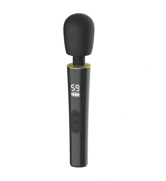 SMD Black Magic Wand Vibrator, Aσύρματος Κλειτοριδικός Δονητής, 9 Vibration Modes & 5 Speeds, LCD Display, 26 cm, Black