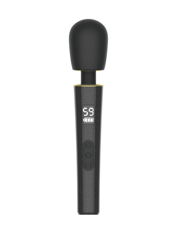 SMD Black Magic Wand Vibrator, Aσύρματος Κλειτοριδικός Δονητής, 9 Vibration Modes & 5 Speeds, LCD Display, 26 cm, Black