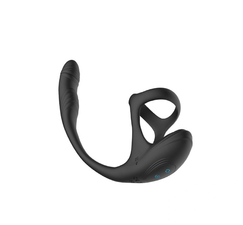 SMD Multifeel Vibrating Penis Ring & Anal Stimulator Combo With Bluetooth Control, 10 Vibration Modes & 10 Rotation Modes, Black