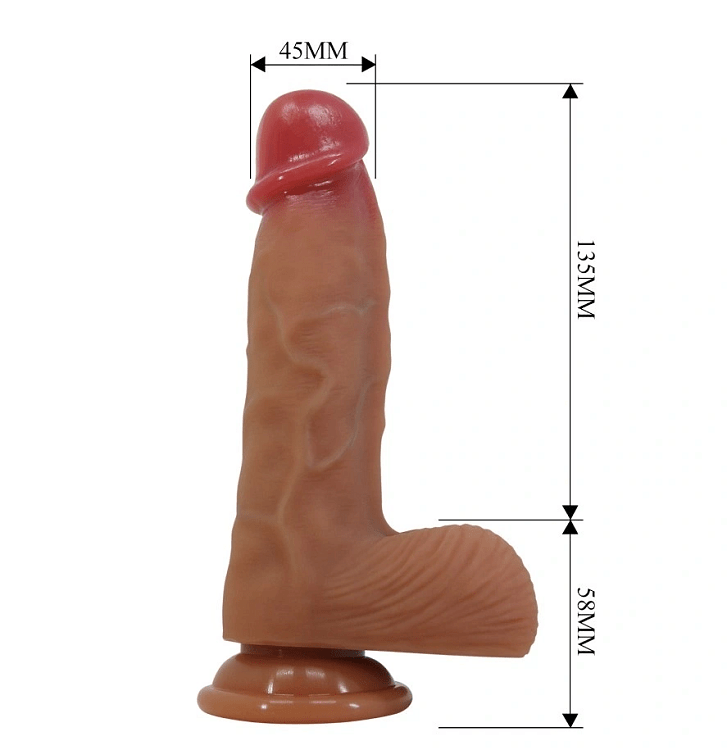 SMD NEON Premium Realistic Dildo 19,5cm, Ρεαλιστικό Ομοιώμα Πέους με Όρχεις και Βεντούζα, Caramel