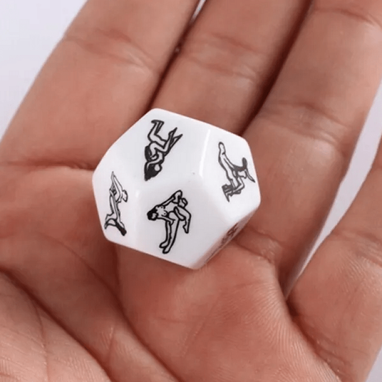 SMD Lucky Lovers White Dice, Couples Intimacy Game Play Dice With 12 Positions, Ερωτικό Ζάρι με 12 Στάσεις, White