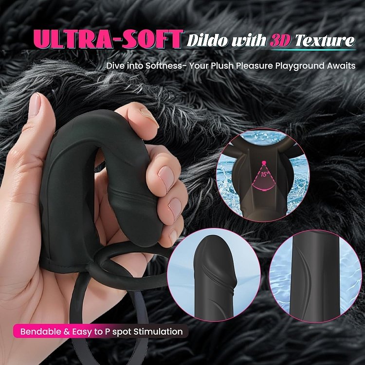 SMD RockHard, Vibrating Anal Plug & Dildo with Cock Ring για Strap On & Double Penetration με 10 Vibration Modes, Black