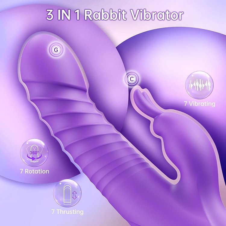SMD Liberator Premium Multifunction Rabbit 360° Vibrator With Rotating, Thrusting & Heating Special Function, 24.5 cm, Purple