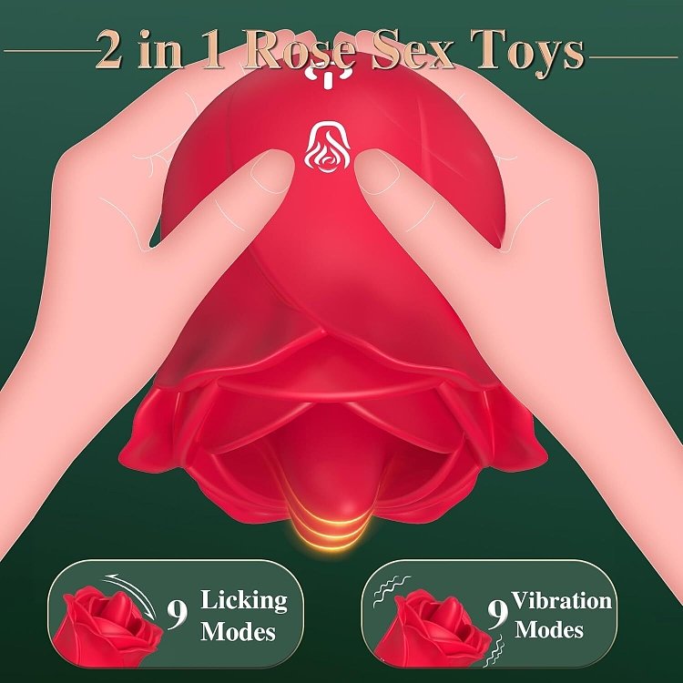 SMD Keeps Giving, Tongue Clitoral Rose Vibrator με 9 Licking + 9 Vibrating Modes, Rose Red
