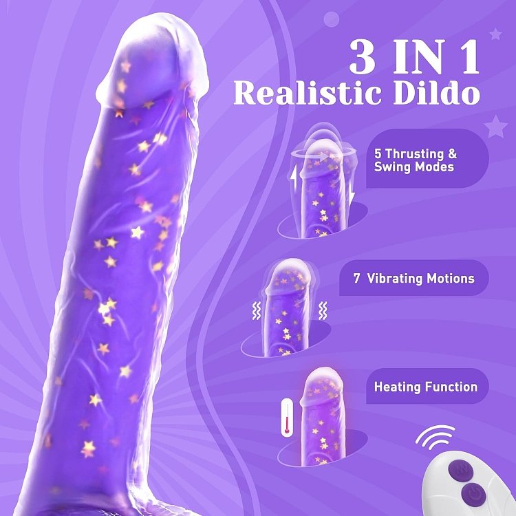 Tracy’s Dog JeliVoy Realistic Dildo 23.5cm με Remote, Λειτουργία Thrusting & Heating, Purple