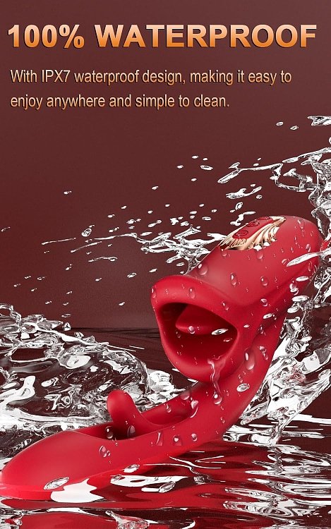 SMD Multitasker, Clitoral Licking, Flapping and G Spot Vibrator 3-in1, Διπλός Δονητής με 9 Vibrating Modes, Red