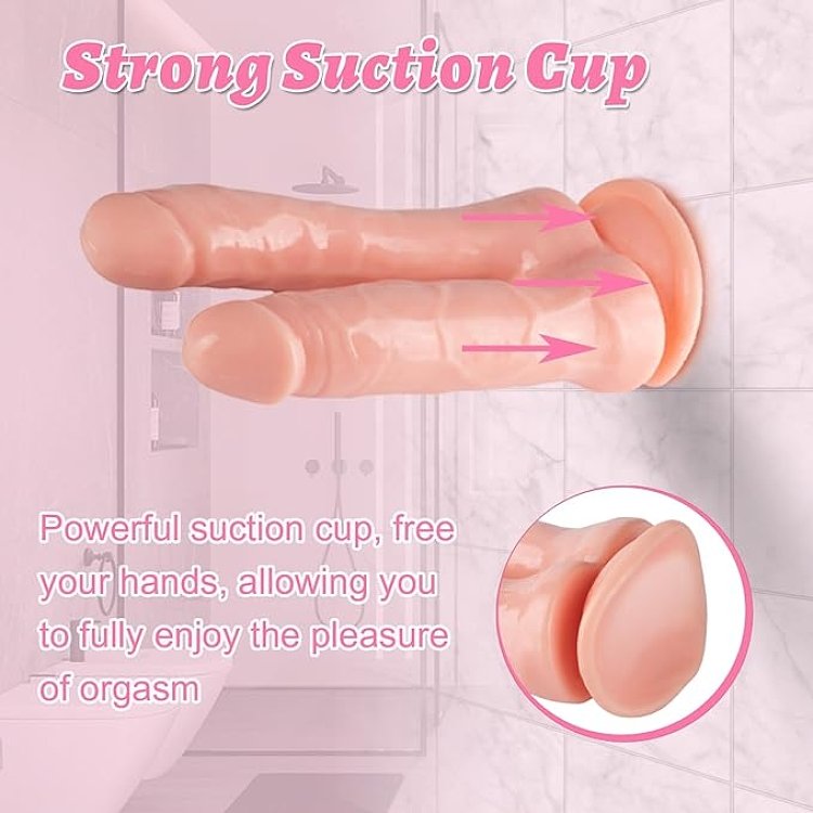 SMD Twisted Twins, Double Ended Realistic Dildo, Suction Cup Base, 16-18cm, Pink/Skin