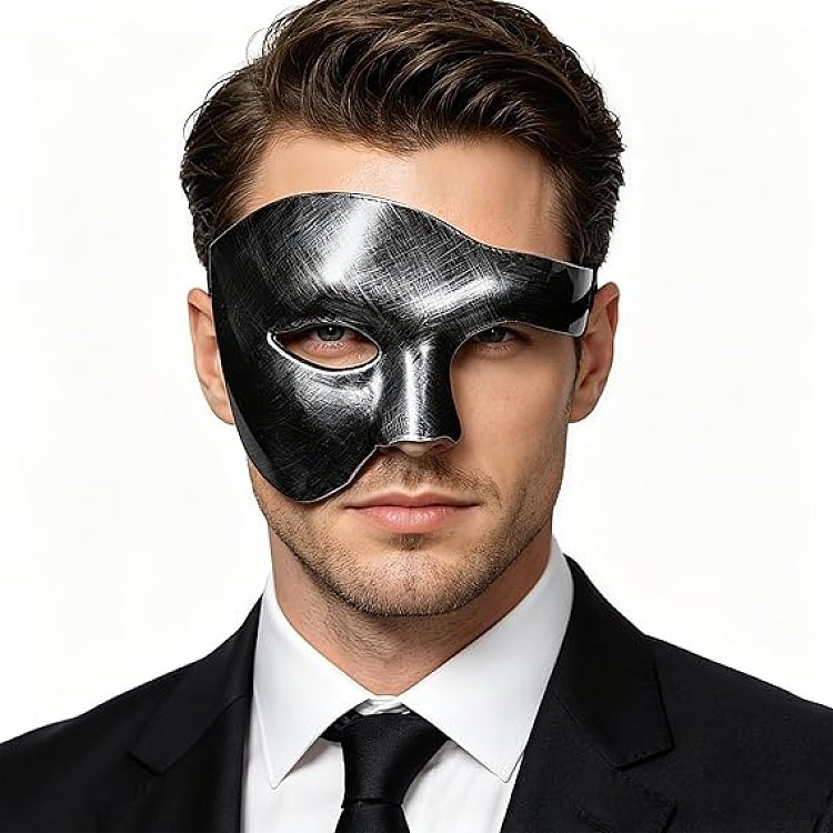 SMD Misterio Black Phantom Roleplay BDSM Mask, Half-Mask Adjustable Design, Unisex, Black