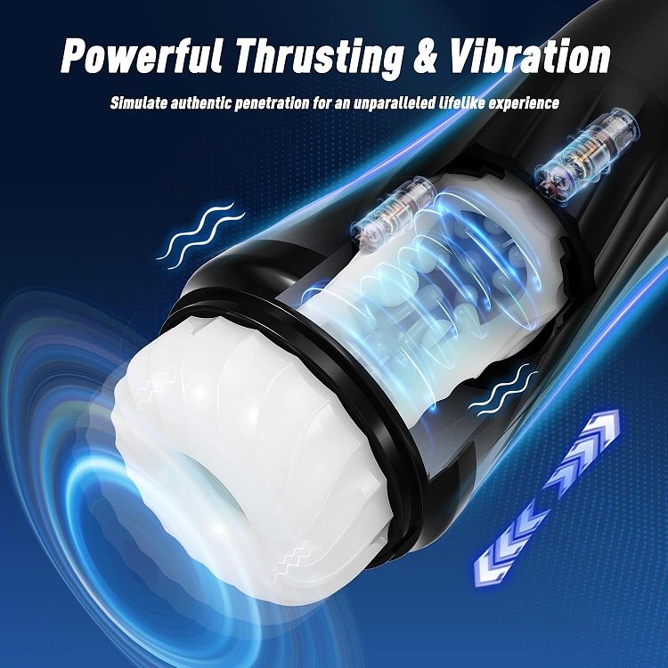 Tracy's Dog Steelcan Automatic Male Masturbator, 3 Twisting and 5 Thrusting Vibration Modes, Heating Function, Black