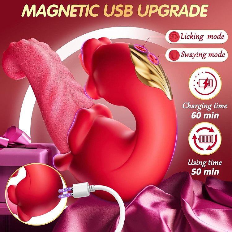 SMD Tongistador, Dual Tongue Vibrator με 10 Licking & Thrusting Modes, Red