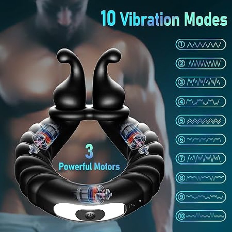 SMD Honey Bunny, Vibrating Cockring with Clitoris Stimulation, Black