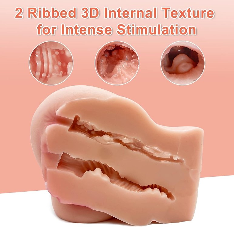 SMD Menjoy Olana, 2-in-1 Masturbator with 3D Textured Realistic Pussy & Ass, Super Soft Skin, Flesh