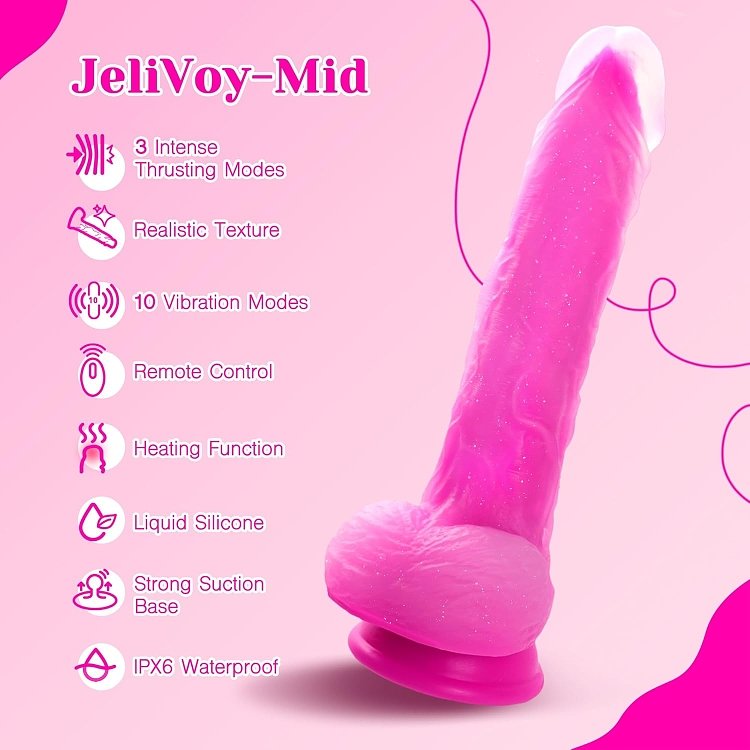 Tracy’s Dog JeliVoy Realistic Dildo 21cm, Thrusting & Heating Function, Remote control, Rose