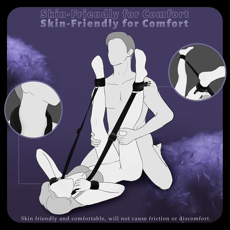 SMD Dominator, BDSM Neck, Handcuffs & Thigh/Ankle Restraint System, Black