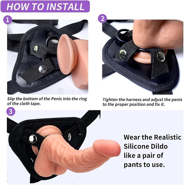 SMD Sentinel, Strap on Harness με Ρεαλιστικό Dildo & Adjustable Waist and Thighs, Brown