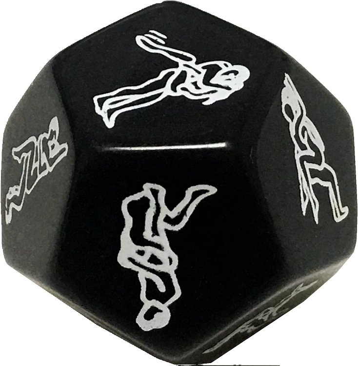 SMD Lucky Lovers Black Dice, Couples Game Intimacy Night Dice with 12 Positions, Ερωτικό Ζάρι για Ζευγάρια με 12 Στάσεις, Black