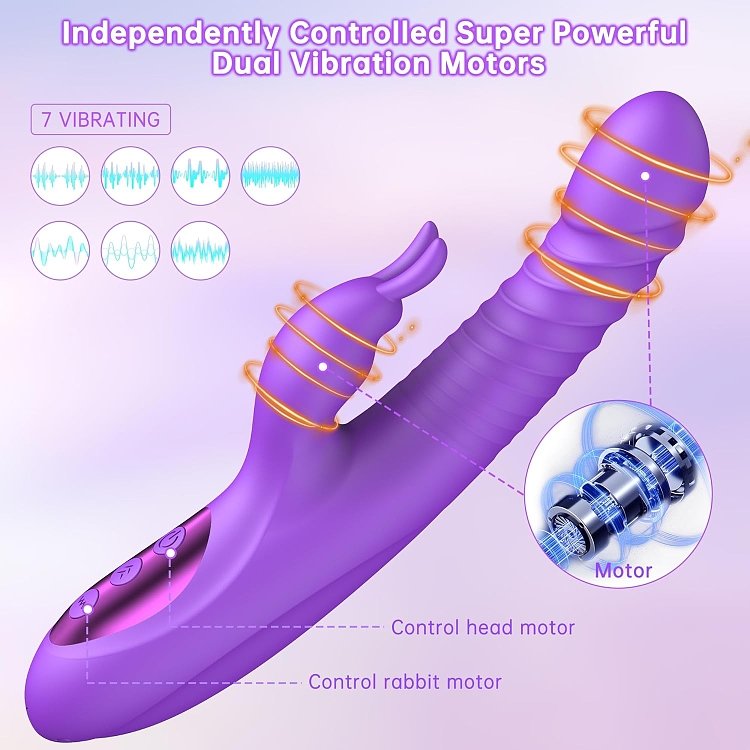 SMD Liberator Premium Multifunction Rabbit 360° Vibrator With Rotating, Thrusting & Heating Special Function, 24.5 cm, Purple