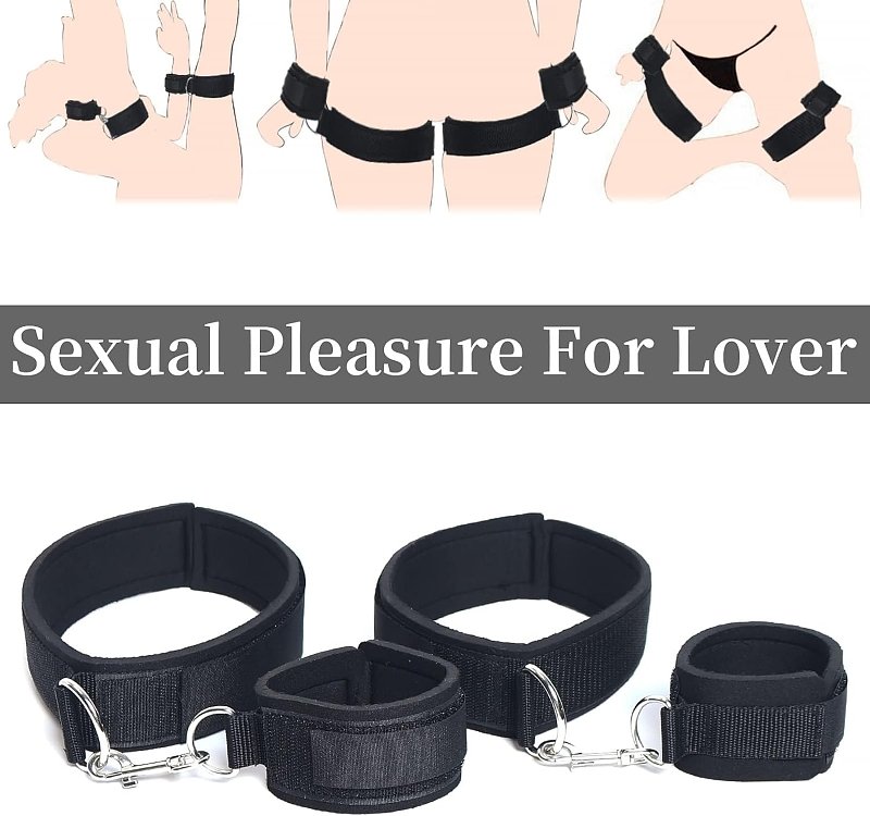 SMD Restrain me, Thigh And Wrist Cuffs, BDSM Σετ Δεσίματος Μηρού με Καρπό, Black