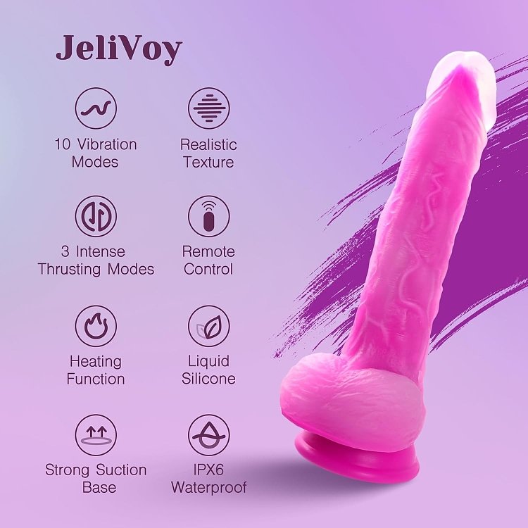 Tracy’s Dog JeliVoy Realistic Dildo 23.5cm, Remote Control, Thrusting & Heating Function, Rose