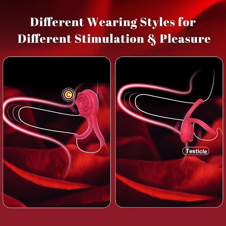 SMD Rose Ring, 2-in-1 Vibrating Cockring with Clitoral Stimulator, Δαχτυλίδι Πέους & Κλειτορίδας Δονούμενο Σιλικόνης, Pink