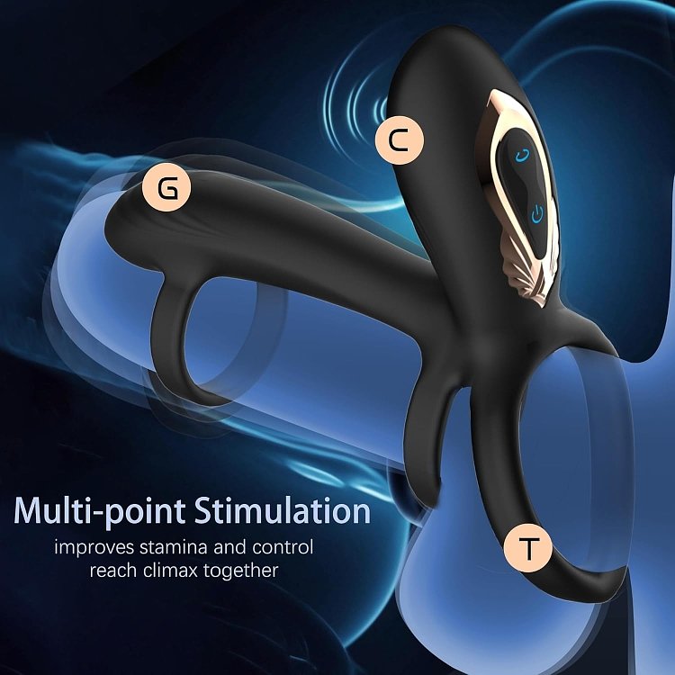 SMD Nutbuster, 4-in-1 Vibrating Cock Ring with 360° Twisting G-Spot Stimulator & Penis Enhancer με Remote, Black