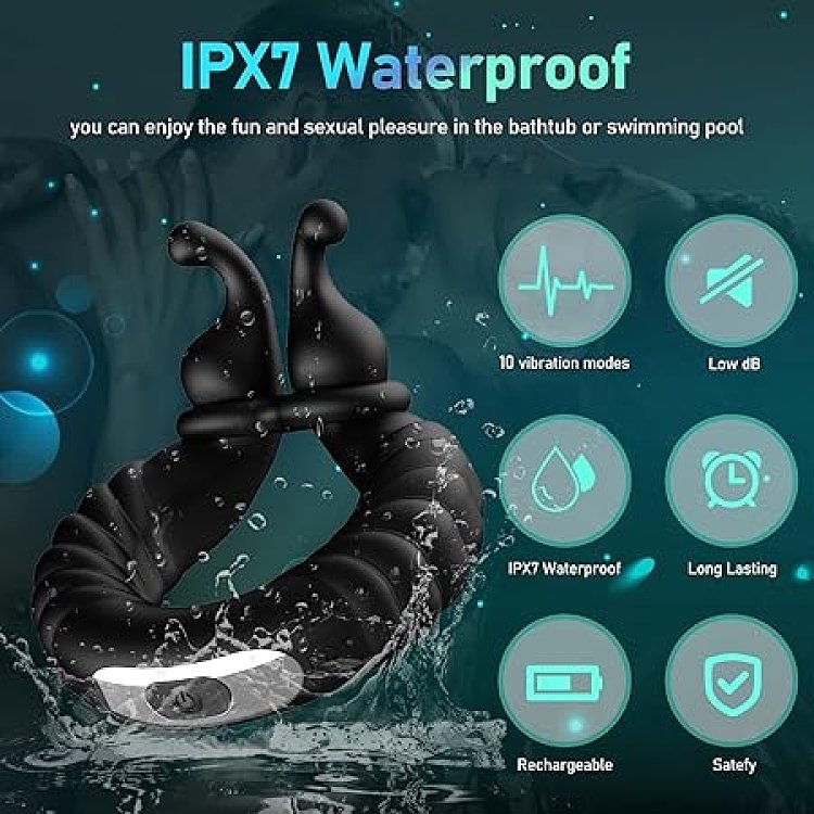 SMD Honey Bunny, Vibrating Cockring with Clitoris Stimulation, Black