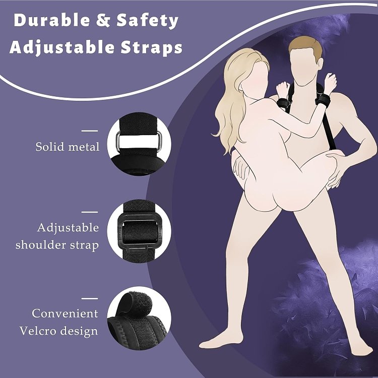 SMD Dominator, BDSM Neck, Handcuffs & Thigh/Ankle Restraint System, Black