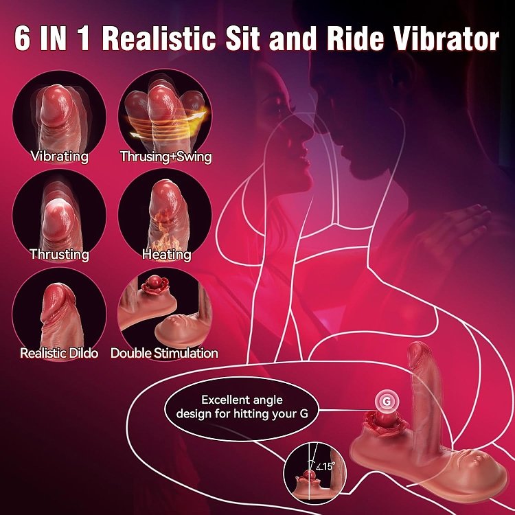 SMD Satisfaction, Sex Machine με Vibrator, Clit & Anal Stimulator με Remote, Heating Mode & 10 + 10 Vibrating Modes