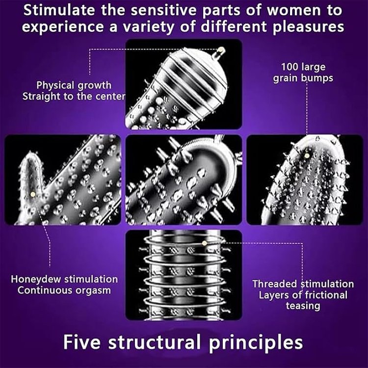 SMD Guardian X, Penis Sleeve With Ribbed Patterns Set of 5, Ανάγλυφες Θήκες Ενίσχυσης Πέους σε Διάφορα Σχήματα, Σετ 5 τμχ