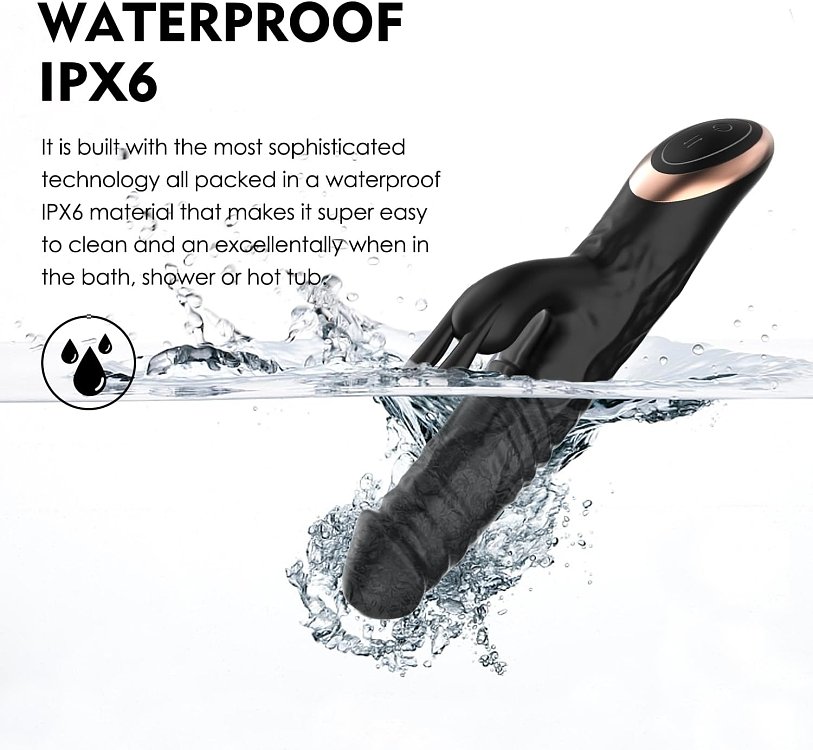 SMD Wet Dream, Rabbit Clitoral Stimulation and G Spot Vibrator 2-in1, Διπλός Δονητής με 10 Vibrating Modes 24.5cm, Black