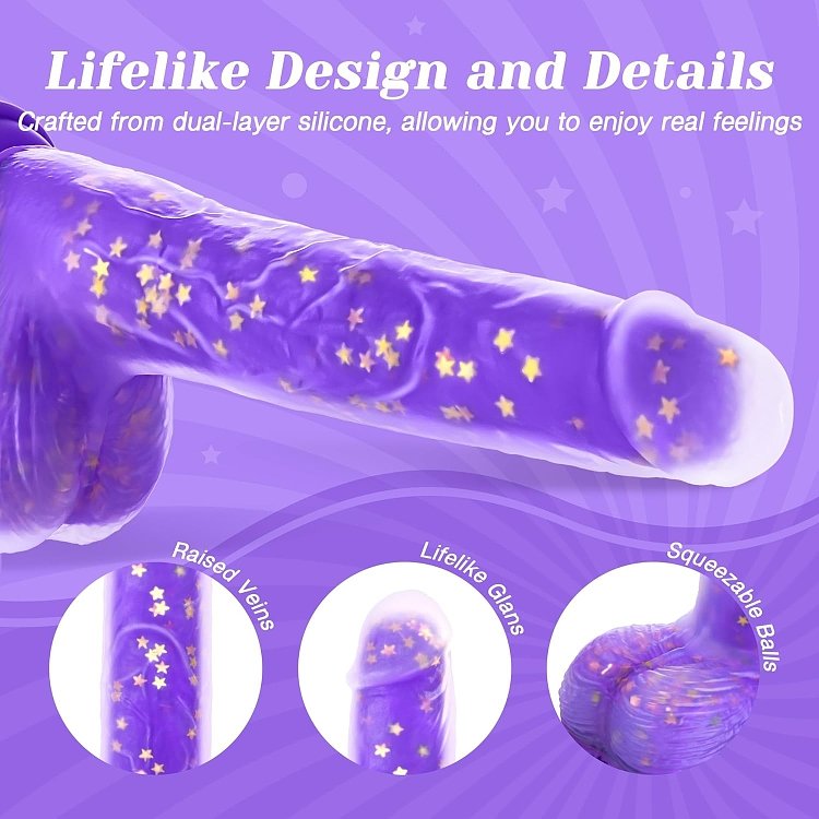 Tracy’s Dog JeliVoy Realistic Dildo 23.5cm με Remote, Λειτουργία Thrusting & Heating, Purple