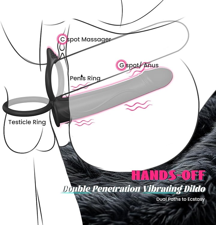 SMD RockHard, Vibrating Anal Plug & Dildo with Cock Ring για Strap On & Double Penetration με 10 Vibration Modes, Black