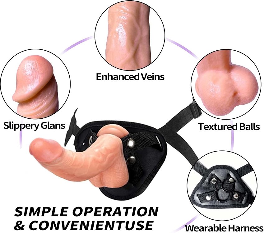 SMD Sentinel, Strap on Harness με Ρεαλιστικό Dildo & Adjustable Waist and Thighs, Brown