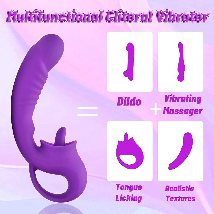 SMD Double Trouble Clitoral Licking and G Spot Vibrator 2-in1, Διπλός Δονητής με 10 Vibrating Modes, Purple