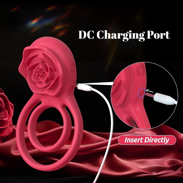 SMD Rose Ring, 2-in-1 Vibrating Cockring with Clitoral Stimulator, Δαχτυλίδι Πέους & Κλειτορίδας Δονούμενο Σιλικόνης, Pink