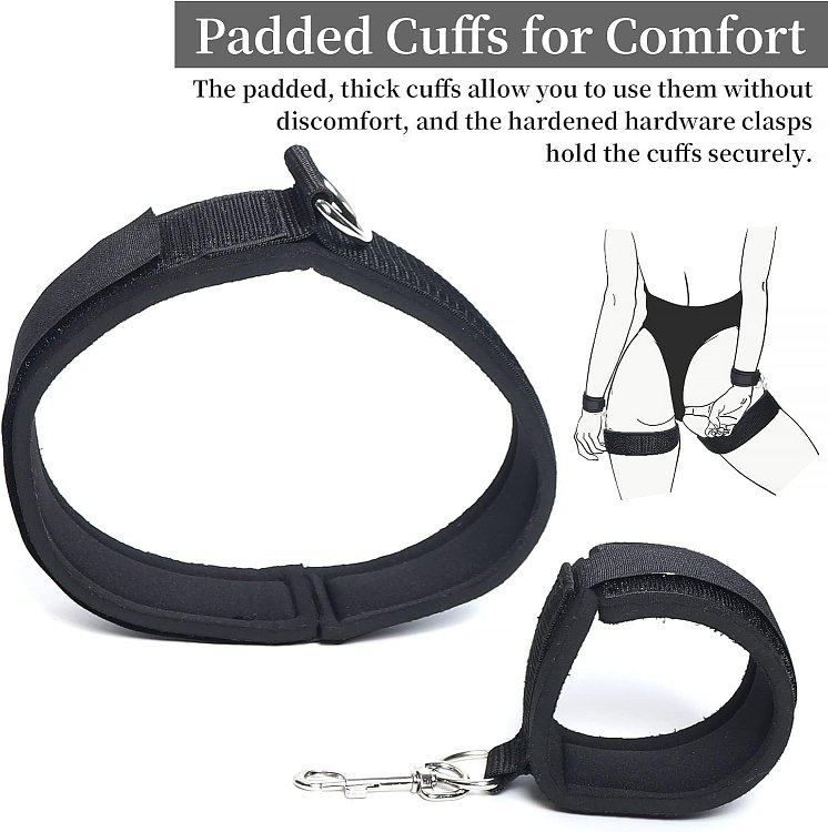 SMD Restrain me, Thigh And Wrist Cuffs, BDSM Σετ Δεσίματος Μηρού με Καρπό, Black